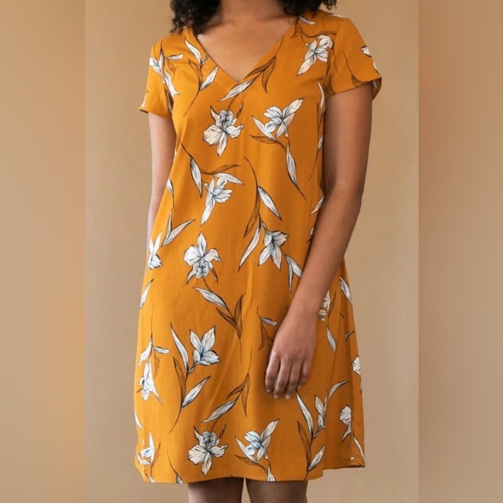 a new day Mustard Floral Midi Dress